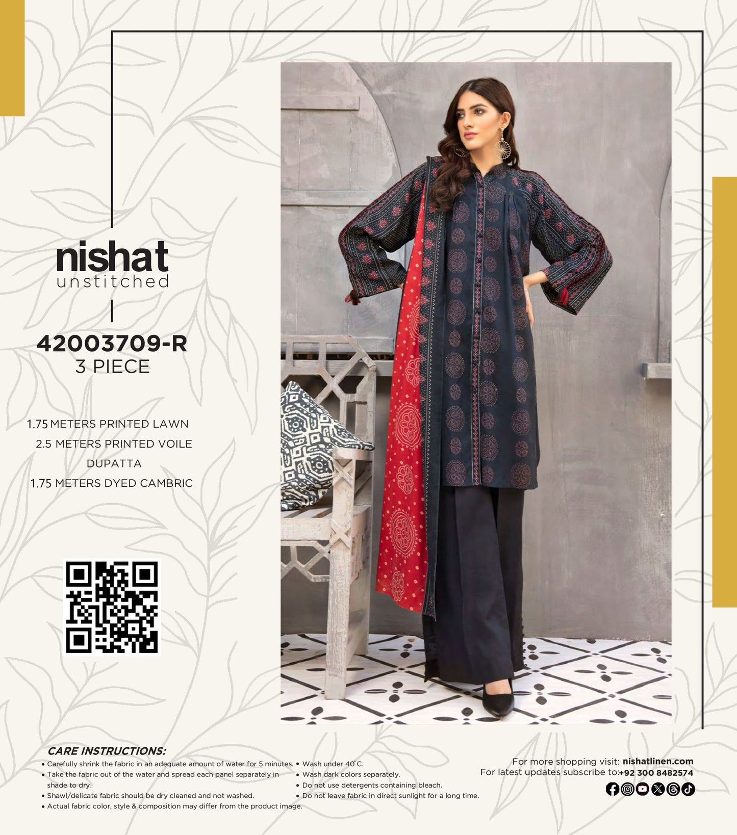 Nishat Unstitched 3-Piece Lawn Suit (42003709-R)